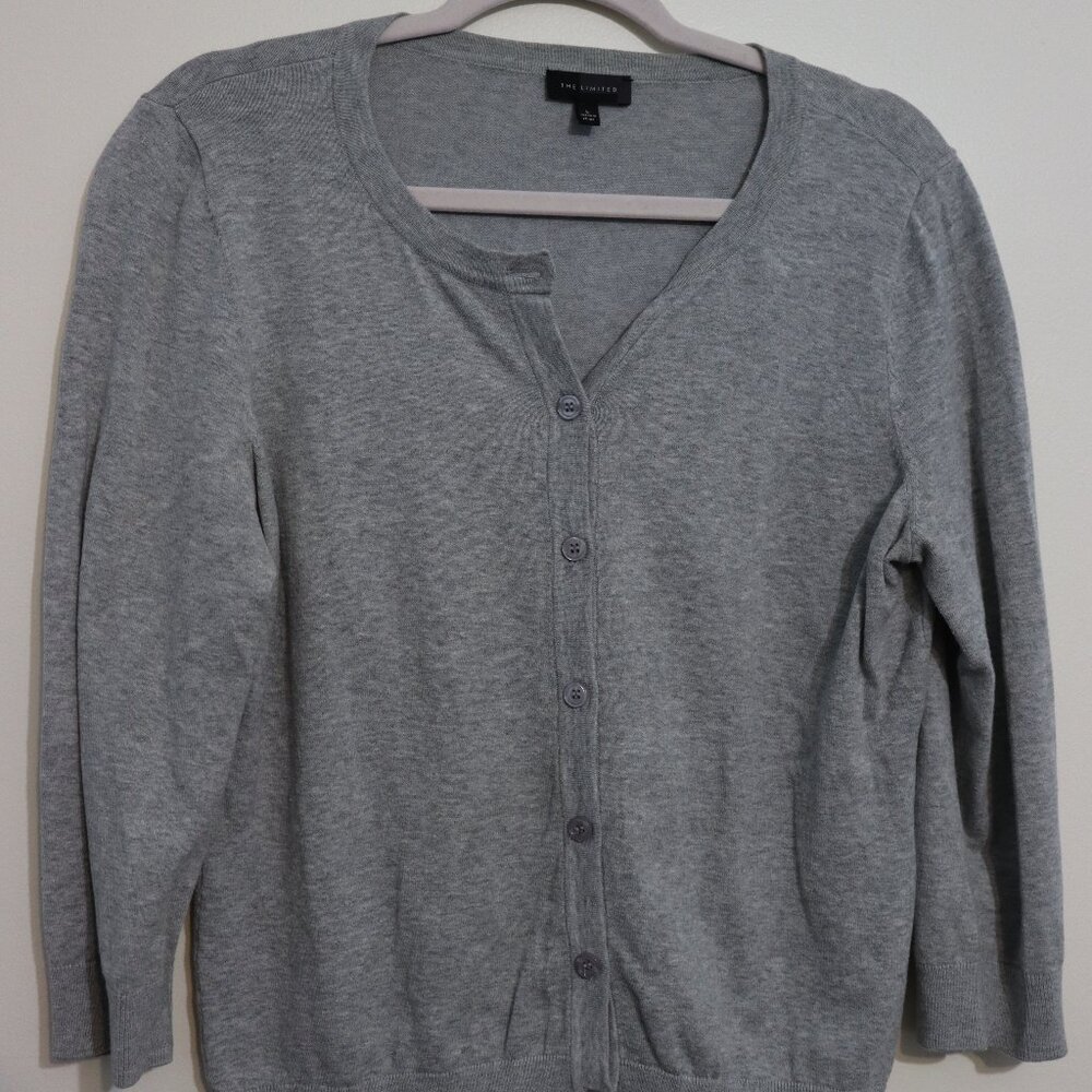 The Limited Button Front Cardigan Sweater Gray Size L
